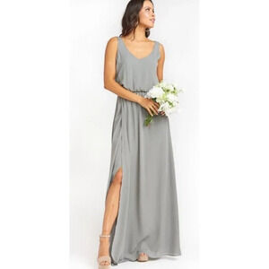Show Me Your Mumu Womens Kendall Maxi Dress Long Soft Charcoal Crisp Size S NWT